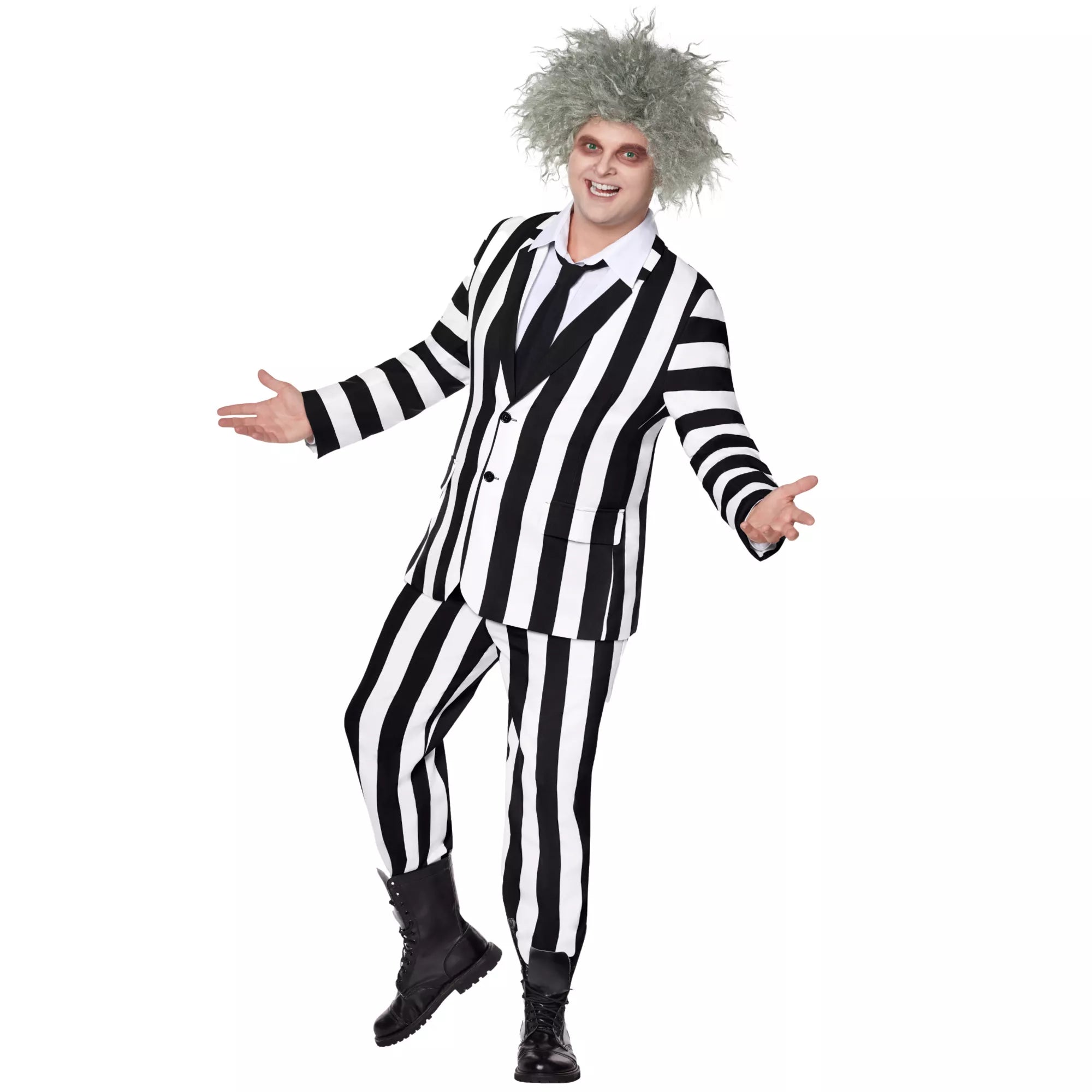 Adult Beetlejuice Striped Plus Size Suit