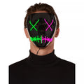 Light-Up EL Wire Green and Purple Stitched Half Mask