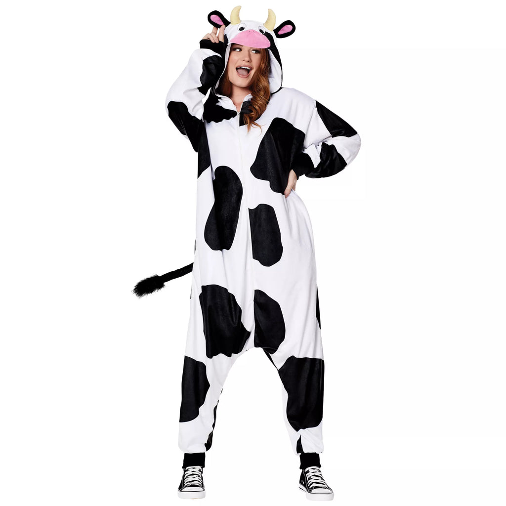 Adult Cow Hooded Jumpsuit Costime
